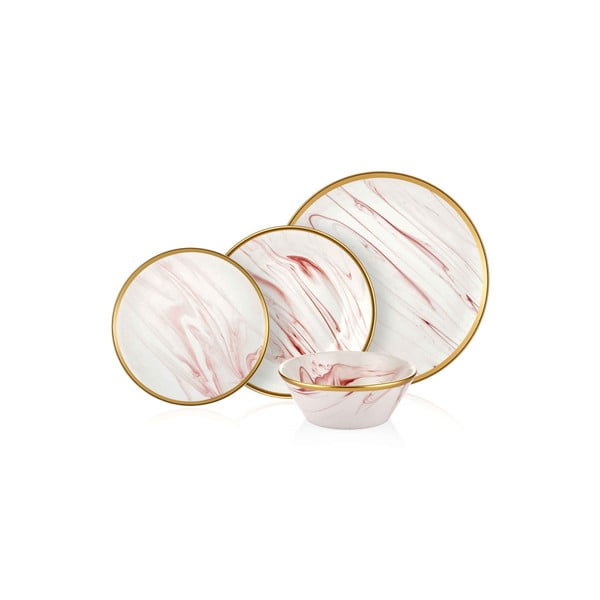 Set di stoviglie in porcellana Lucid Rose da 24 pezzi - Mia