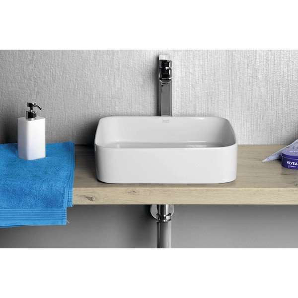 Lavabo in ceramica bianca , 40 x 40 cm Blade - Sapho-image-3
