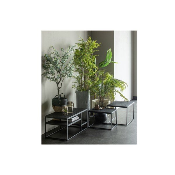 Set di 2 tavoli contenitori in metallo nero Febe - WOOOD-image-3