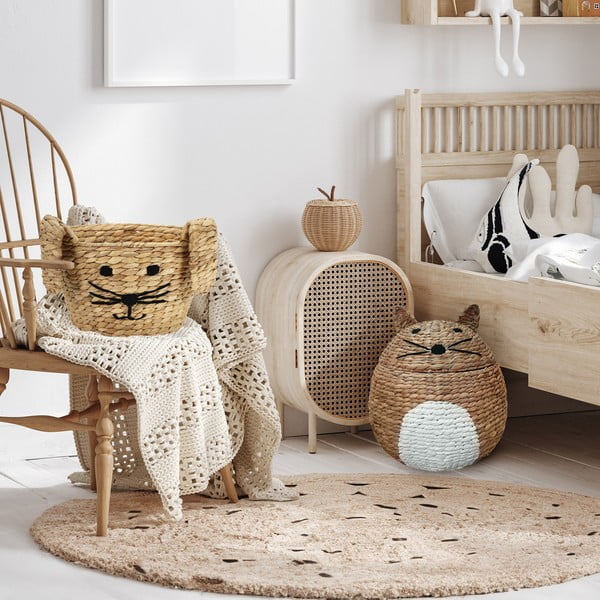 Cesto portagiochi da bambini in giacinto d'acqua di colore naturale ø 40x43 cm Cat - Compactor-image-1