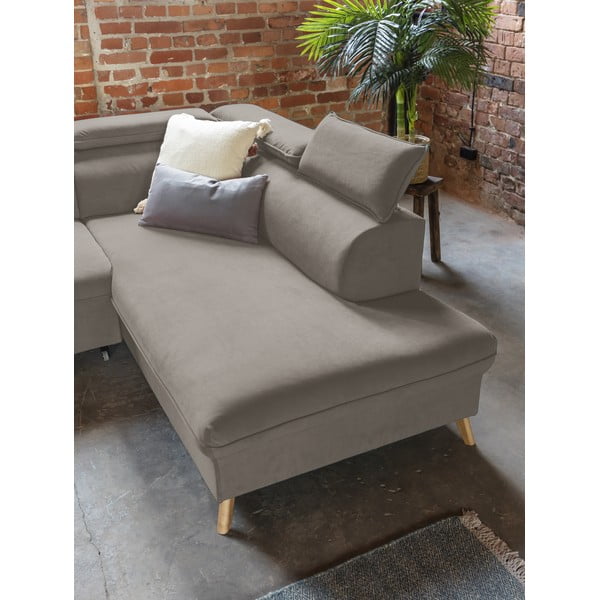 Divano letto angolare a U in velluto marrone chiaro (angolo sinistro) Sweet Harmony - Miuform-image-4