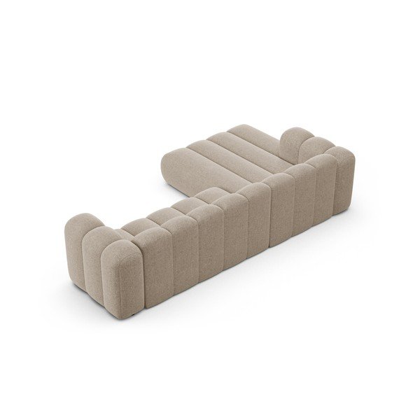 Divano angolare beige (con penisola a sinistra/con chaise lounge) con rivestimento in ciniglia Lupine – Micadoni -image-3