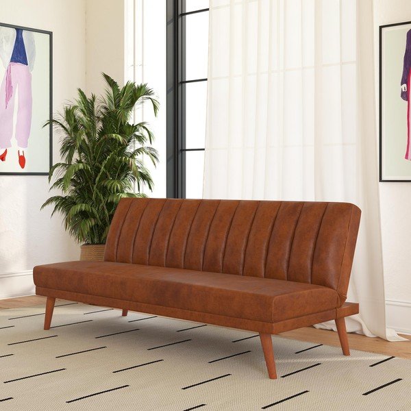 Divano letto arancione in similpelle 173 cm Brittany - Novogratz-image-1