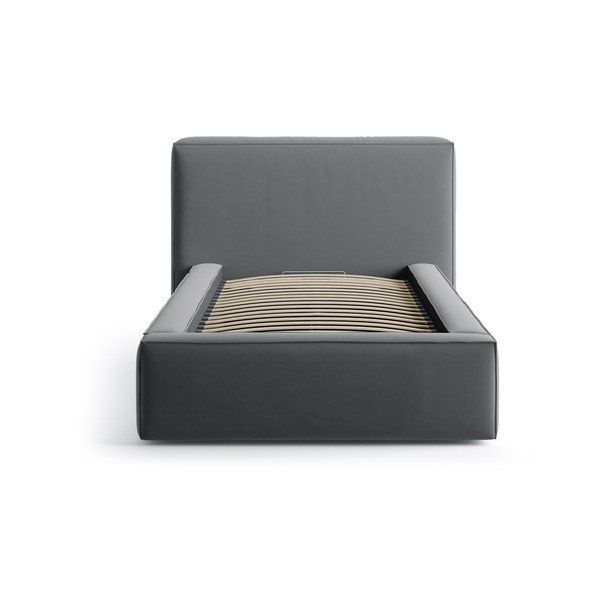 Letto singolo imbottito grigio con contenitore con rete inclusa 90x200 cm Jodie – Micadoni -image-3