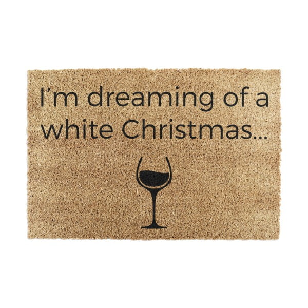 Tappetino in cocco naturale nero, 40 x 60 cm White Wine Christmas - Artsy Doormats