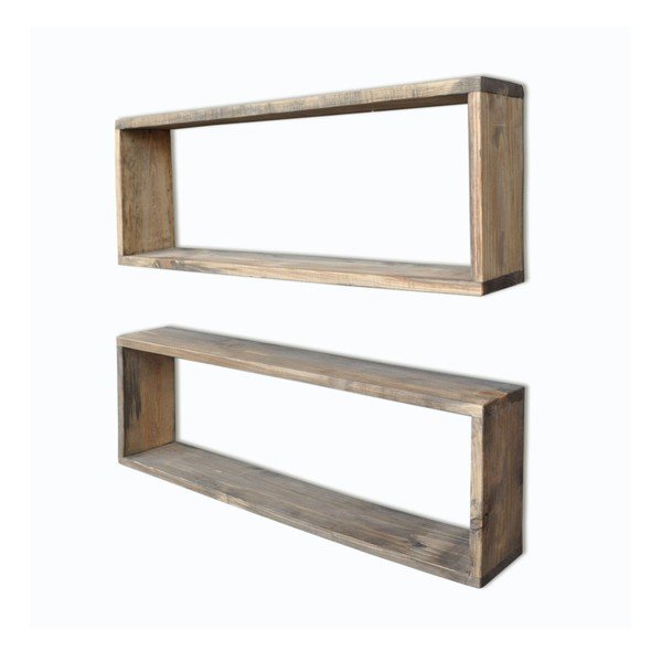 Set di 2 mensole in legno Rettangolo - Evila Originals-image-3