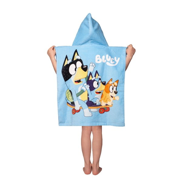 Poncho per bambini blu in cotone 3-8 anni Bluey Skate – Jerry Fabrics-image-2
