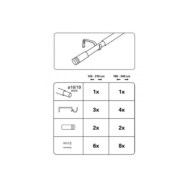 Mantovana estensibile in metallo 120 - 210 cm Válec - Gardinia-image-2