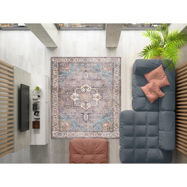 Tappeto blu-marrone con cotone Haria, 200 x 290 cm - Universal-image-1