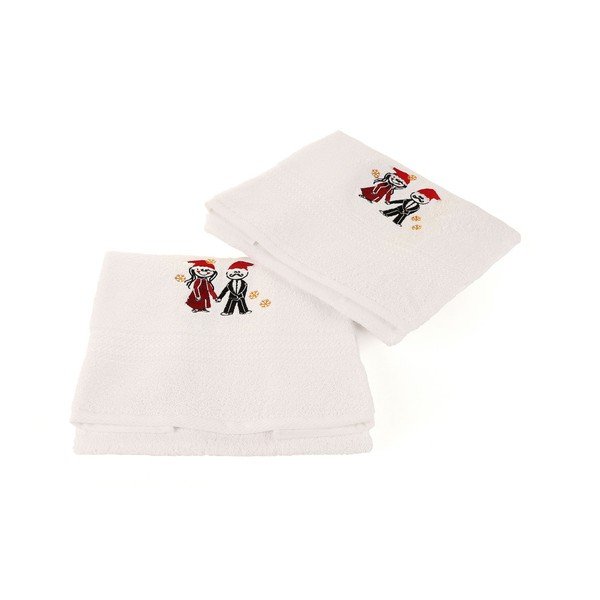 Set di 2 asciugamani in cotone bianco Cift White - Foutastic-image-1