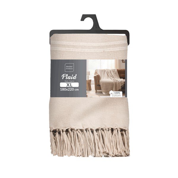 Copriletto beige in cotone 125x150 cm Lilia – douceur d'intérieur-image-2