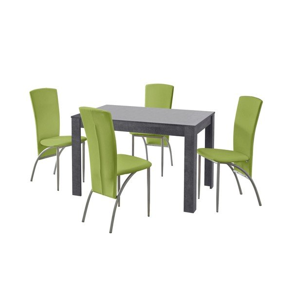 Tavolo da pranzo verde ardesia Lori Nevada e set di 4 sedie da pranzo verdi - Støraa