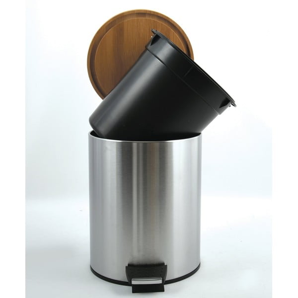 Cestino per la spazzatura color argento opaco in acciaio con pedale 3 l   Adonis – Spirella-image-3