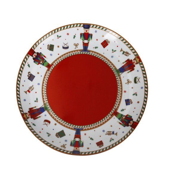 Piatto natalizio rosso/bianco in porcellana ø 30 cm Piatto - Brandani
