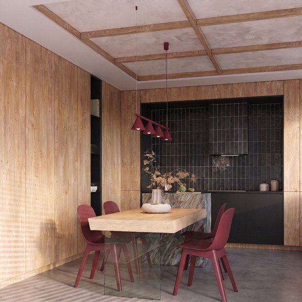 Lampadario burgundy in acciaio Zylo – Sollux-image-4