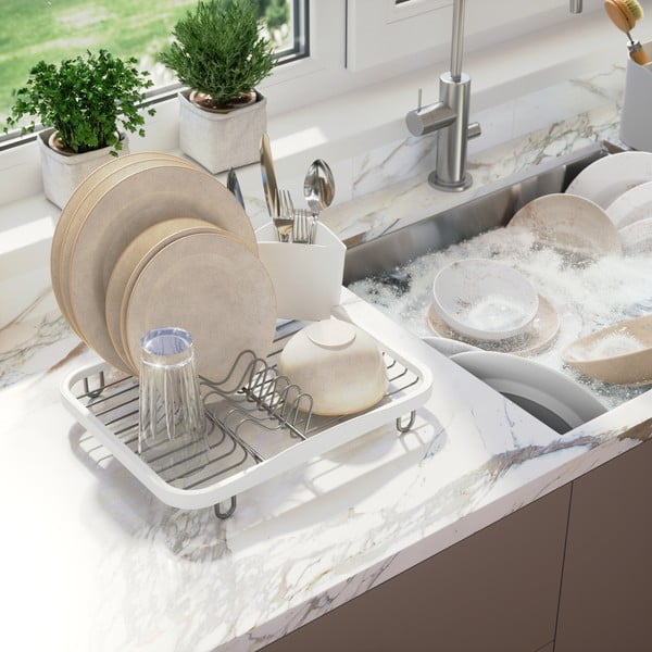 Scolapiatti in acciaio bianco 36x28 cm Sinkin - Umbra-image-2