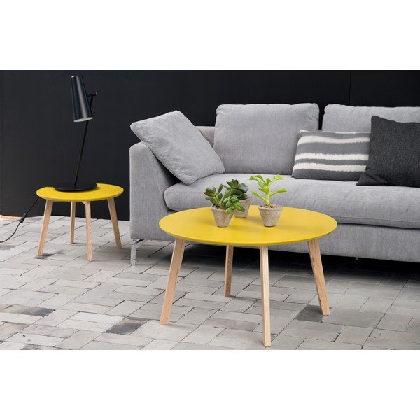 Žlutý odkládací stolek Actona Molina, ⌀50 cm-image-2