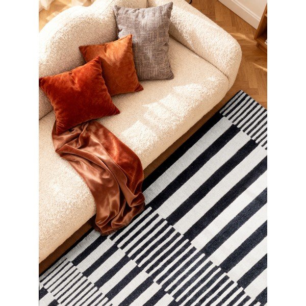 Tappeto bianco e nero in lana tessuto a mano 120x180 cm Stryve Pulse – Elle Decoration-image-2