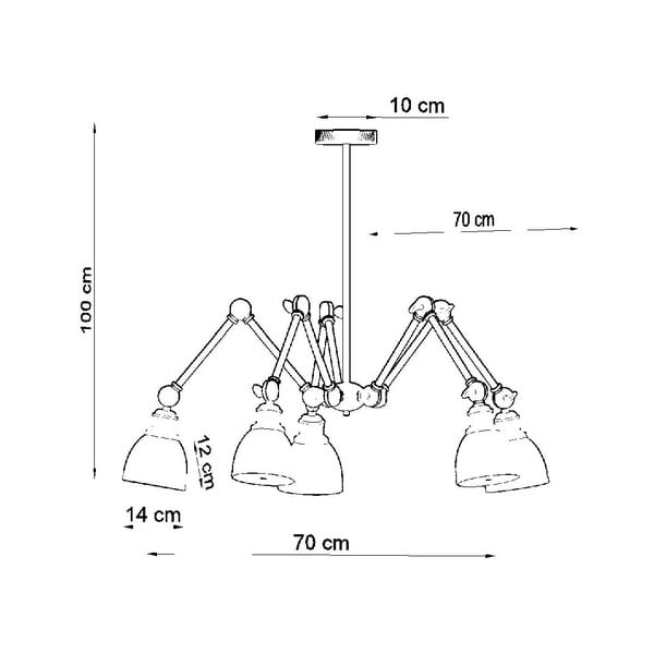 Lampada a sospensione nera con paralume in metallo 70x70 cm Matilda Shade - Sollux-image-3