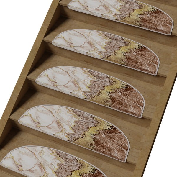 Gradini per scale in colore marrone chiaro-crema in set da 16 pezzi 20x65 cm Golden Marble - Vitaus-image-1