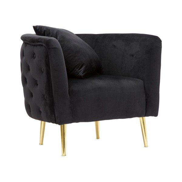 Poltrona nera con poggioli/con gambe con rivestimento in velluto Bucarest – Mauro Ferretti