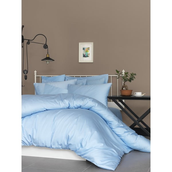 Biancheria da letto matrimoniale in cotone sateen azzurro 200x200 cm - Mijolnir