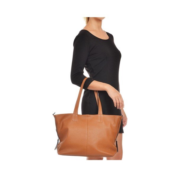 Koňakově hnědá kožená kabelka Roberta M Camilla-image-4