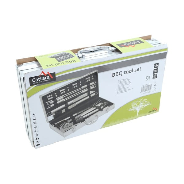 Set di 18 utensili per grigliare in una valigetta in alluminio - Cattara-image-4