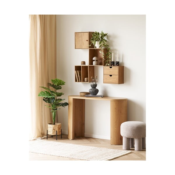 Mensola di colore naturale in rovere massiccio con ripiani multipli 18 cm Townsville – House Nordic-image-1