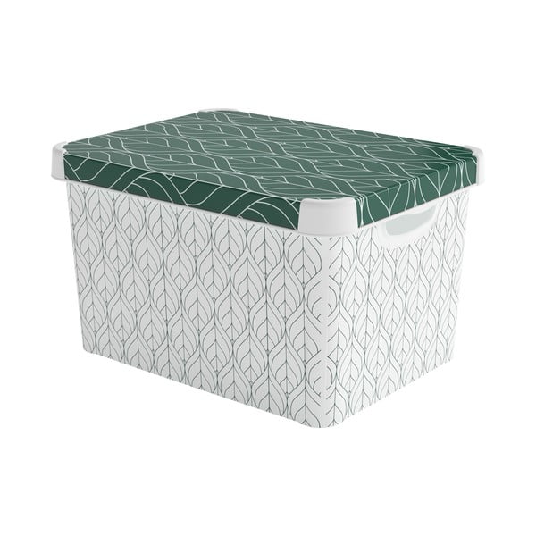 Scatola con coperchio bianca/verde in plastica 39,5x29,5x25 cm L – Curver