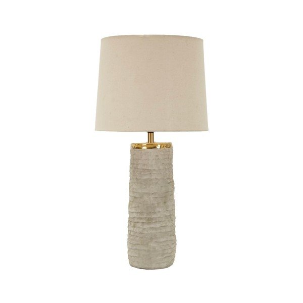 Lampada da tavolo grigio chiaro/color crema in ceramica con paralume in tessuto (altezza totale 73 cm) Lima – Mauro Ferretti