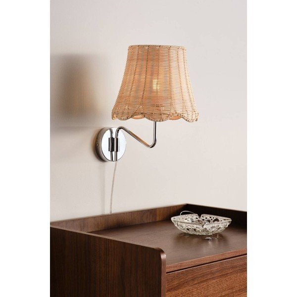 Lampada da parete argentata/di colore naturale in bambù con alimentazione a corrente Strå – Jotex-image-1