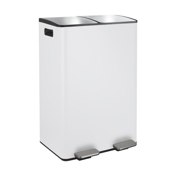 Cestino per la spazzatura bianco opaco in acciaio per raccolta differenziata/con pedale 2x30 l   Aliya – Spirella