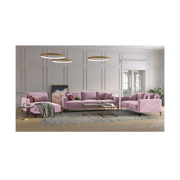 Poltrona lounge in velluto rosa, angolo sinistro Harmony - Kooko Home-image-4