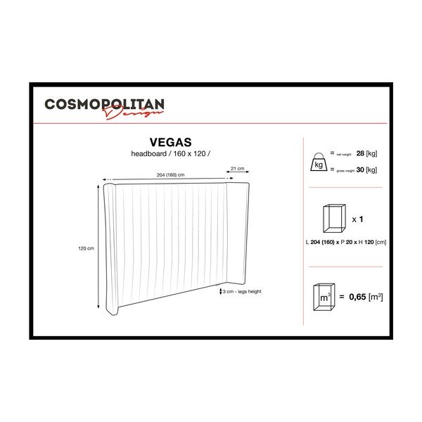 Burgundově červené čelo postele Cosmopolitan Design Vegas, 160 x 120 cm-image-2