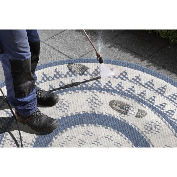 Tappeto da esterno blu e crema , ⌀ 200 cm Jamaica - NORTHRUGS-image-1