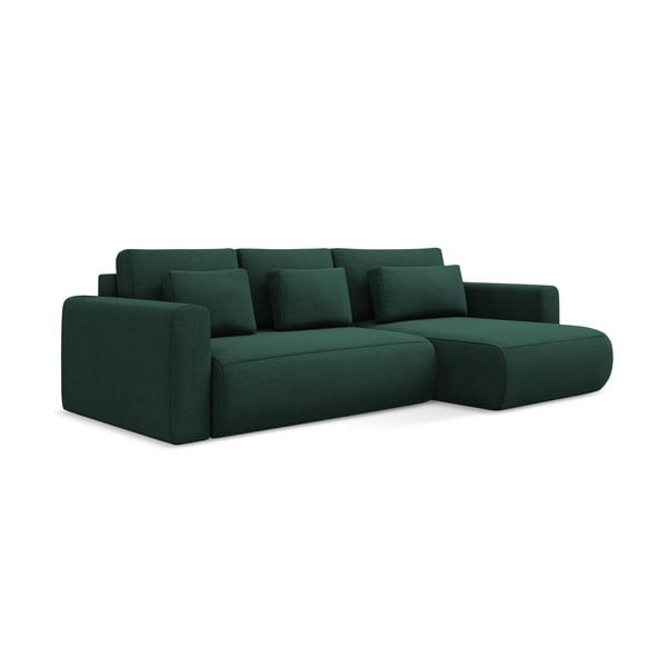 Divano angolare verde allungabile/con contenitore (con penisola a destra/con chaise lounge) Kapua – Makamii-image-1