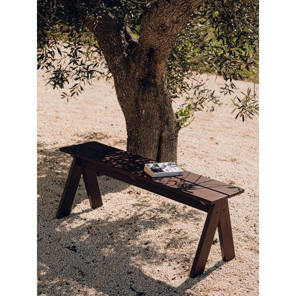 Panca da giardino marrone scuro in legno massiccio Navo – noo.ma-image-1
