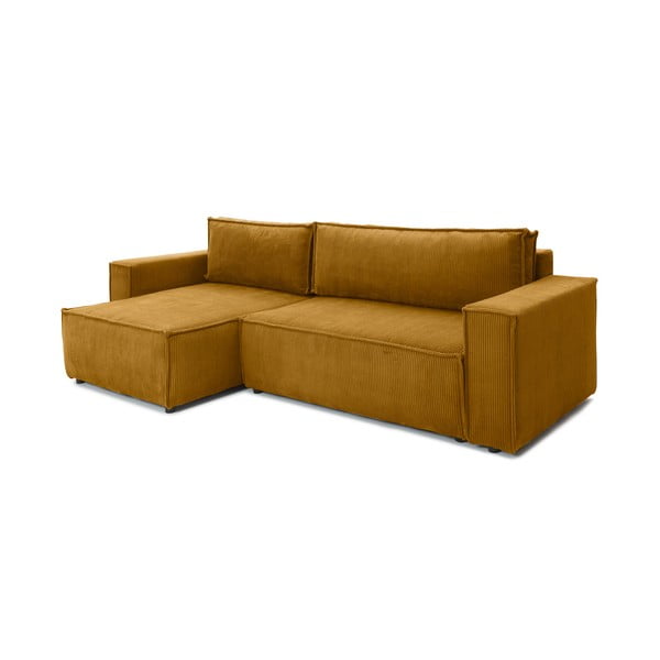 Divano variabile in velluto a coste giallo senape Divano letto angolare Bowie - Bonami Selection-image-3