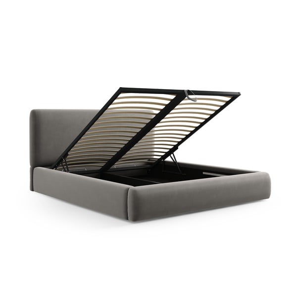 Letto matrimoniale imbottito grigio con contenitore e doghe 180x200 cm Colonel - Cosmopolitan Design-image-2