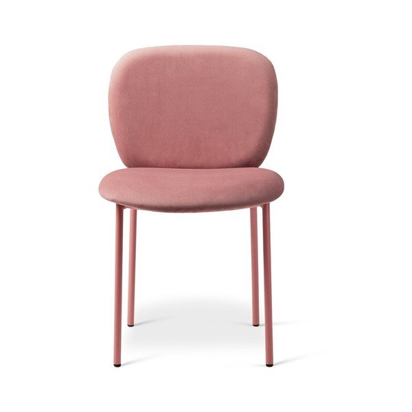 Sedia da pranzo rosa imbottito impilabile Lea – Micadoni -image-1
