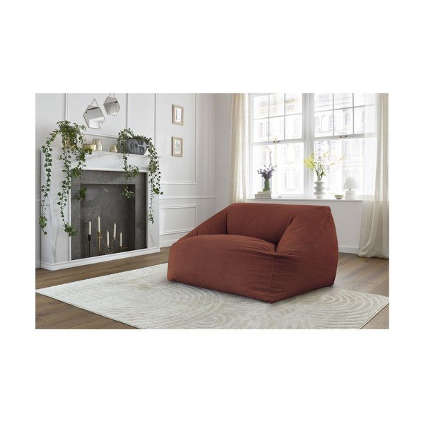 Puof a sacco arancione con rivestimento in velluto a coste Lilibet – Bobochic Paris-image-1