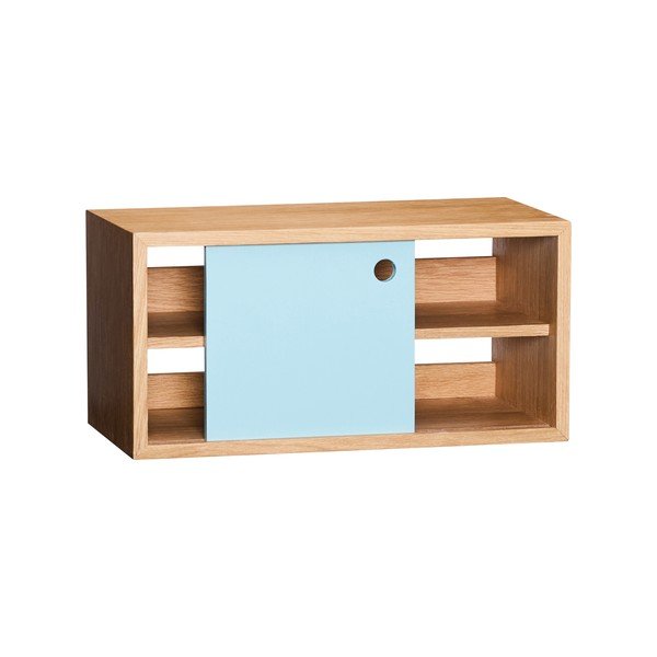 Mensola di colore naturale/blu polveroso con effetto rovere 40 cm Slide – Hübsch-image-2