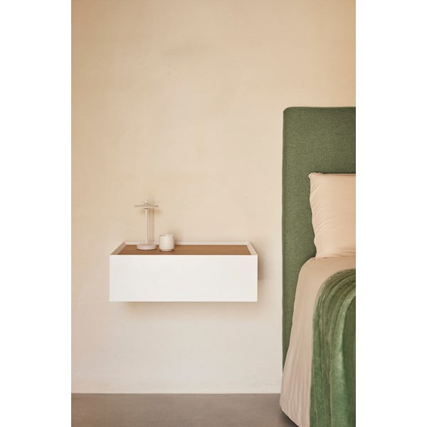 Comodino bianco con piano effetto rovere da parete Arista – Teulat-image-1