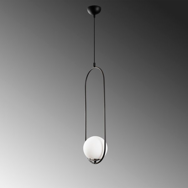 Lampadario bianco e nero con paralume in vetro Mudoni – Opviq lights-image-3