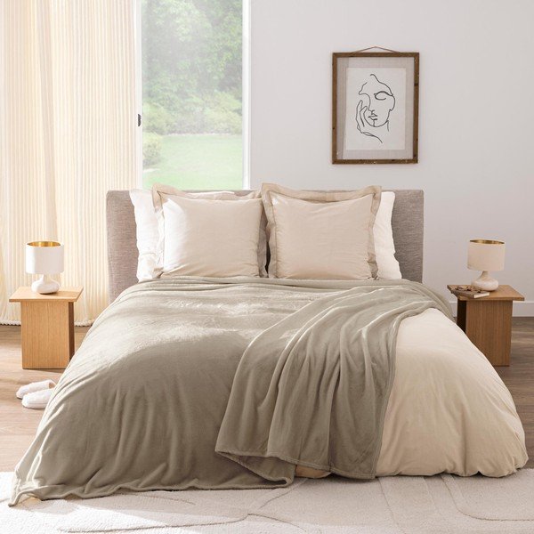 Coperta grigio tortora in microflanella 220x240 cm Flanou – douceur d'intérieur-image-1