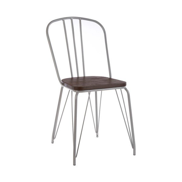Sedia da pranzo grigia/colore naturale scuro in olmo massiccio District – Premier Housewares