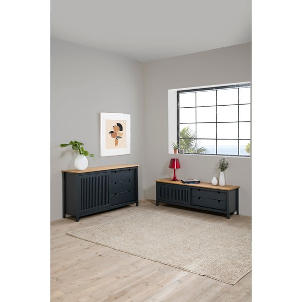 Tavolo TV in legno grigio Bruna - Marckeric-image-1