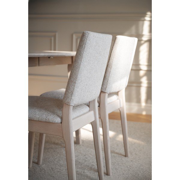 Sedia da pranzo color crema/colore naturale chiaro in rovere massiccio Medford – Rowico-image-3