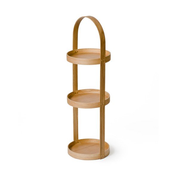 Supporto da bagno in legno di quercia Round Caddy , 3 ripiani Mezza - Wireworks-image-2